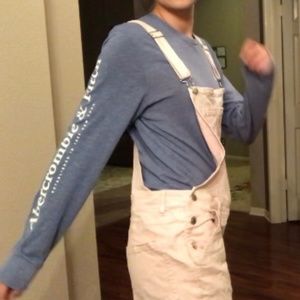 Mid Wash Denim Overall Pink Button side